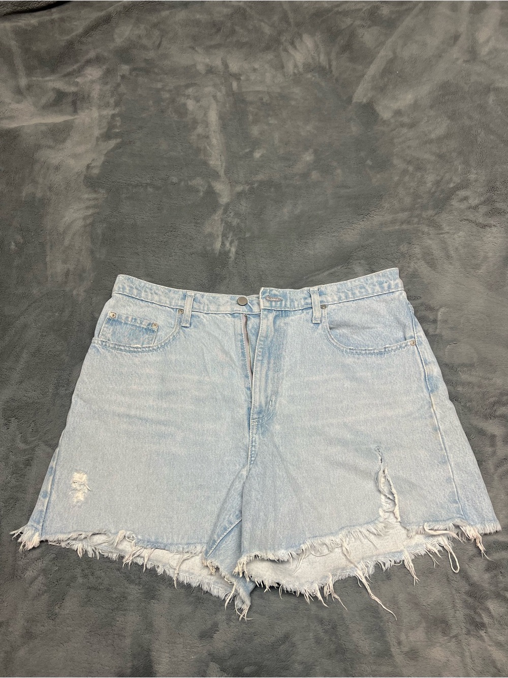 Nobody Denim Light Blue Distressed High-Rise Jean Shorts